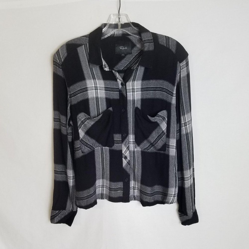 Rails Black Plaid Button Front‎ Blouse Shirt Womens Size Small P310P